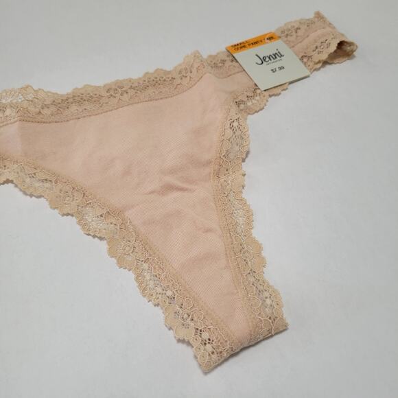 Jenni Women's Lace-Trim Thong Underwear Panties Chai NWT Size Small - Picture 4 of 5